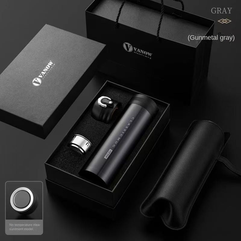 High-end Gift Box Insulated Travel Mug for Men, Business Outdoor Cup with Dual Lids for Tea Brewing