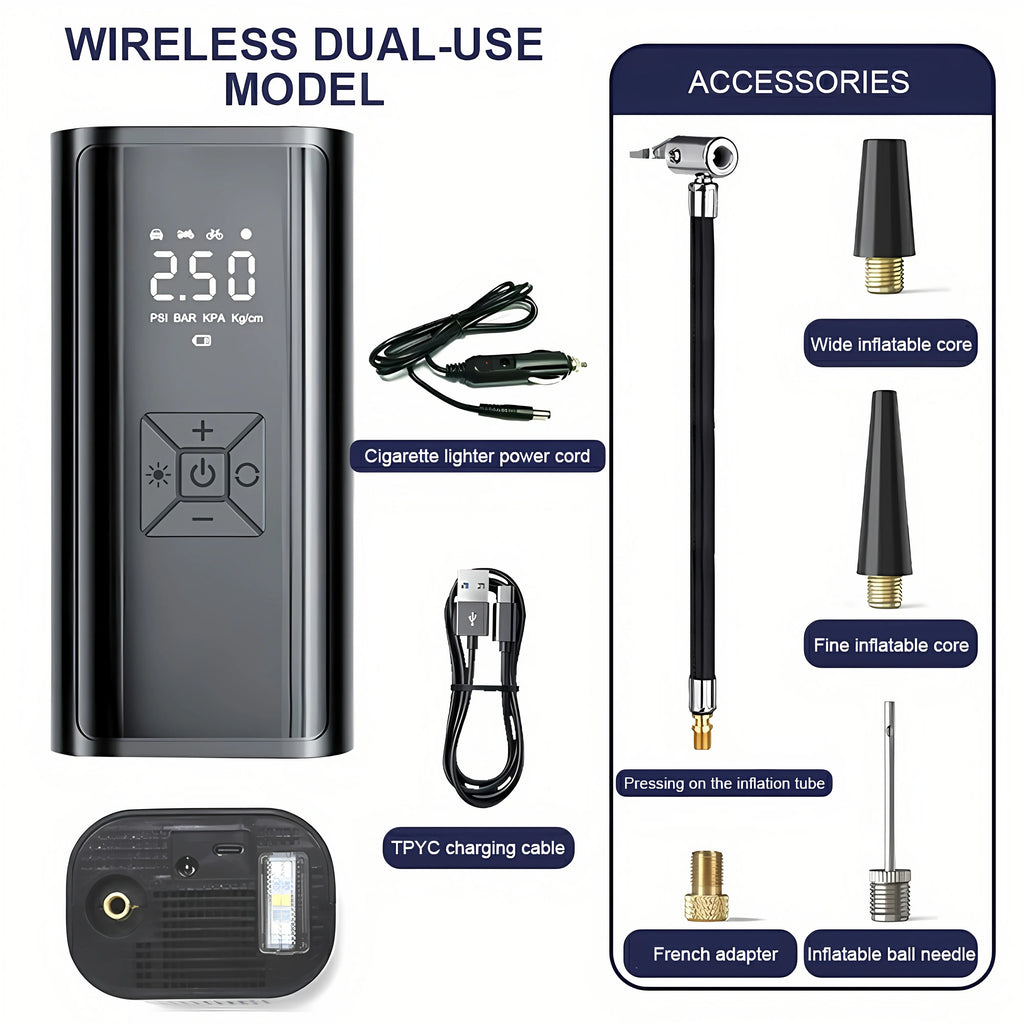 6000mAh Portable Car Air Compressor 12V 150PSI Electric Cordless Tire Inflator Pump for Motorcycle Bicycle Boat AUTO Tyre Balls