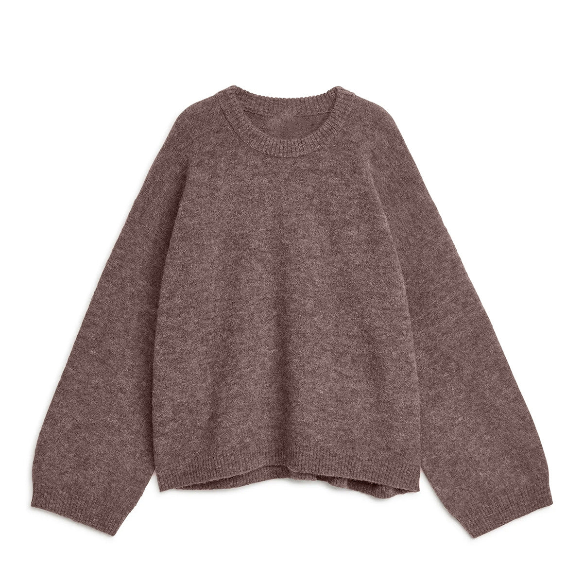 Lazy Soft Style Grey Crew Neck Knit Sweater Women Loose Thickened Merino Wool Pullover
