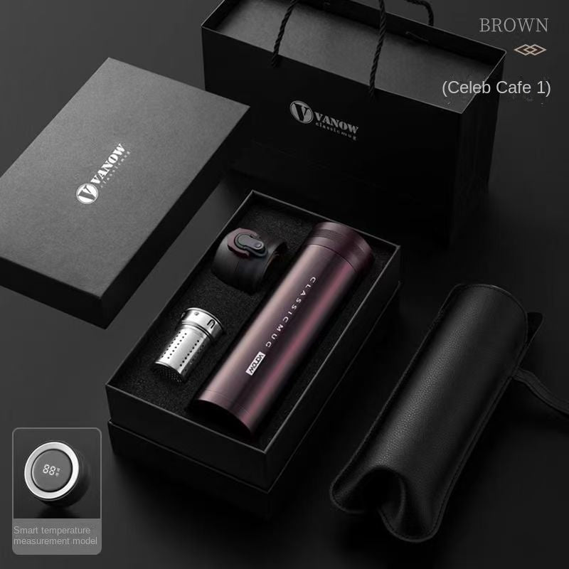 High-end Gift Box Insulated Travel Mug for Men, Business Outdoor Cup with Dual Lids for Tea Brewing