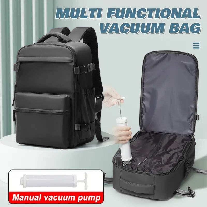 Ryanair Approved 40x20x25 Cabin Bag - Vacuum Compression Travel Backpack & 42x29x15 Storage Bag, Laptop Compartment