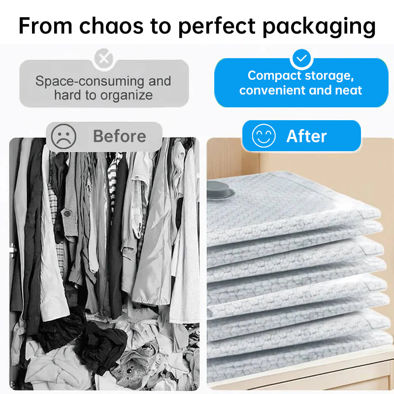 6-Pack Rechargeable Wireless Travel Vacuum Bags - Portable Clothes & Blanket Storage with Pump