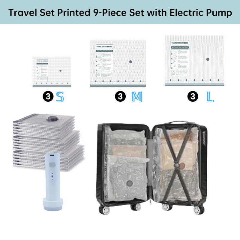 6-Pack Rechargeable Wireless Travel Vacuum Bags - Portable Clothes & Blanket Storage with Pump