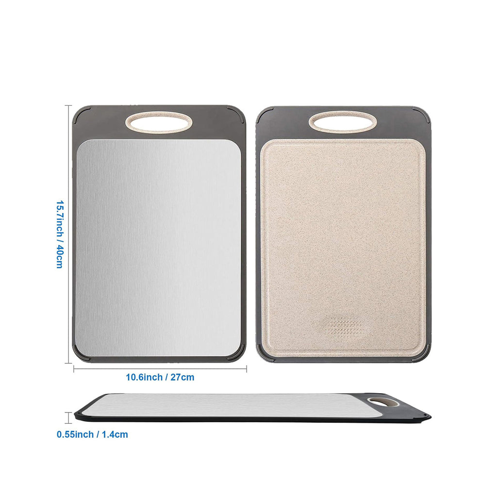 Double sided plastic stainless steel cutting board for household kitchen wheat straw PP cutting board cutting board