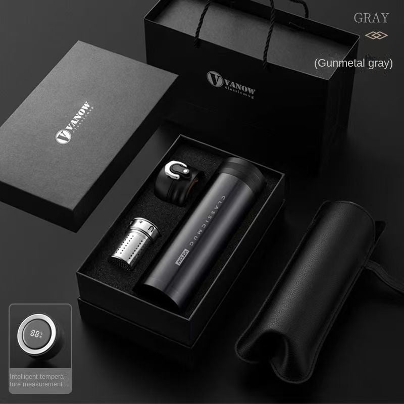 High-end Gift Box Insulated Travel Mug for Men, Business Outdoor Cup with Dual Lids for Tea Brewing